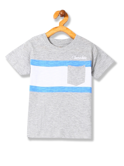 

Cherokee Boys Grey Striped Round Neck T-shirt