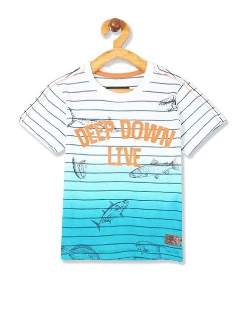 

Cherokee Boys White Striped Round Neck T-shirt