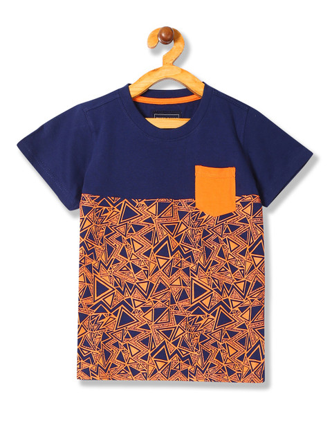 

Cherokee Boys Orange & Blue Printed Round Neck T-shirt