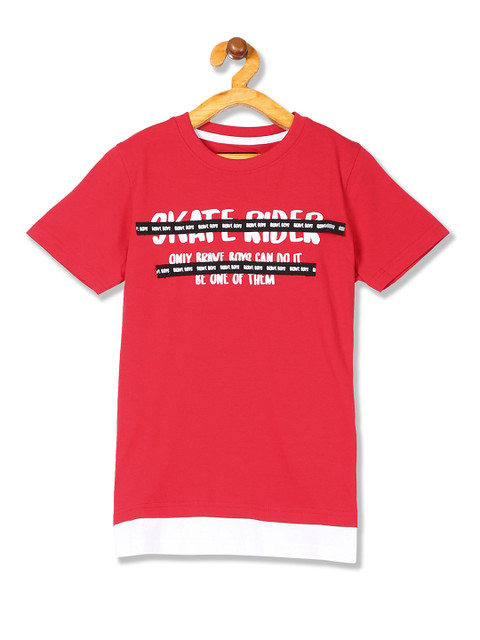 

Cherokee Boys Red Printed Round Neck T-shirt