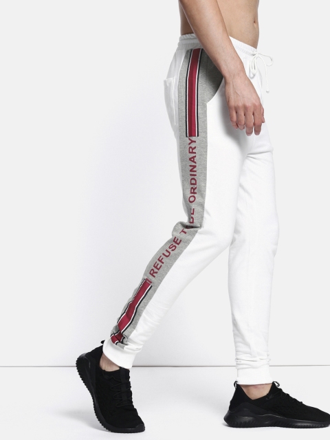 

Kook N Keech Men White Side Striped Printed Joggers