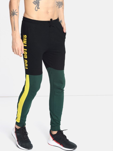 

Kook N Keech Men Black & Green Colorblocked Track Pants