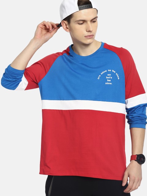

Kook N Keech Men Blue & Red Colourblocked Round Neck T-shirt