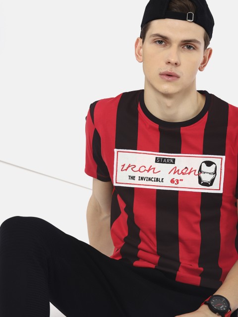 

Kook N Keech Marvel Men Red & Black Striped Round Neck T-shirt