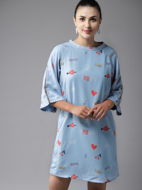 

Moda Rapido Women Blue & Red Printed Shift Dress