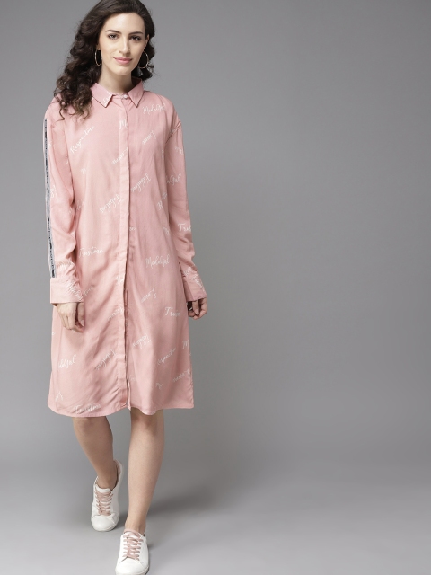 

Moda Rapido Women Pink Printed Shirt Dress