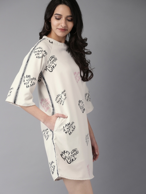 

Moda Rapido Women Off-White & Black Sheath Dress