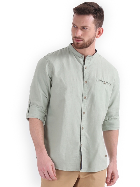 

Cherokee Men Green Regular Fit Solid Casual Shirt
