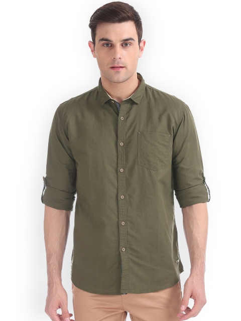 

Cherokee Men Green Regular Fit Solid Casual Shirt