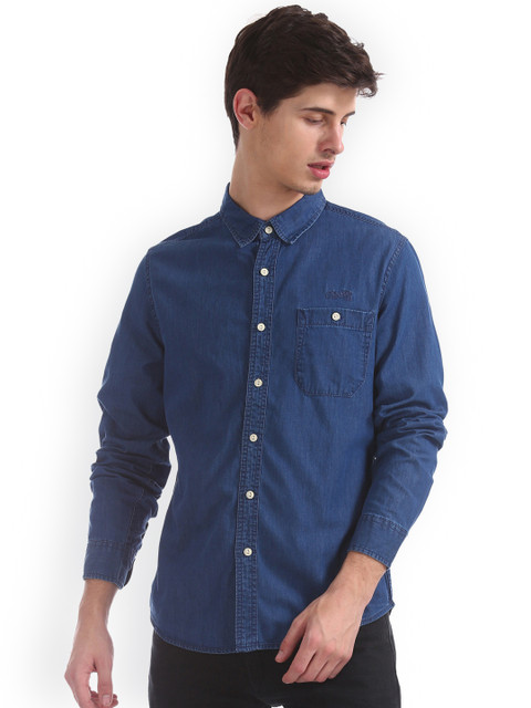 

Cherokee Men Blue Regular Fit Solid Casual Shirt