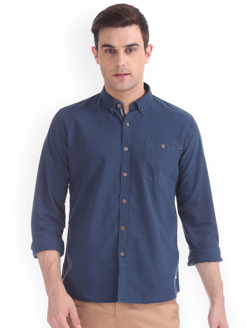 

Cherokee Men Blue Regular Fit Solid Casual Shirt