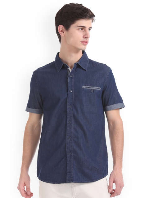 

Cherokee Men Blue Regular Fit Solid Casual Shirt