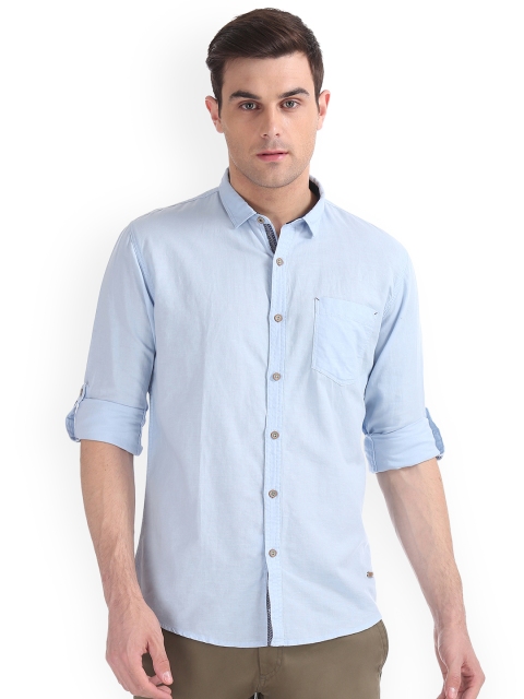 

Cherokee Men Blue Regular Fit Solid Casual Shirt