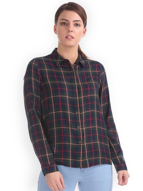 

Cherokee Women Green Regular Fit Checked Casual Shirt