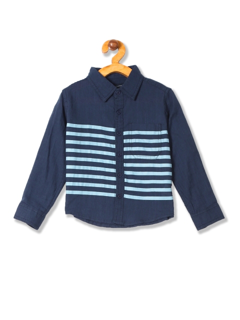 

Cherokee Boys Navy Blue Regular Fit Striped Casual Shirt