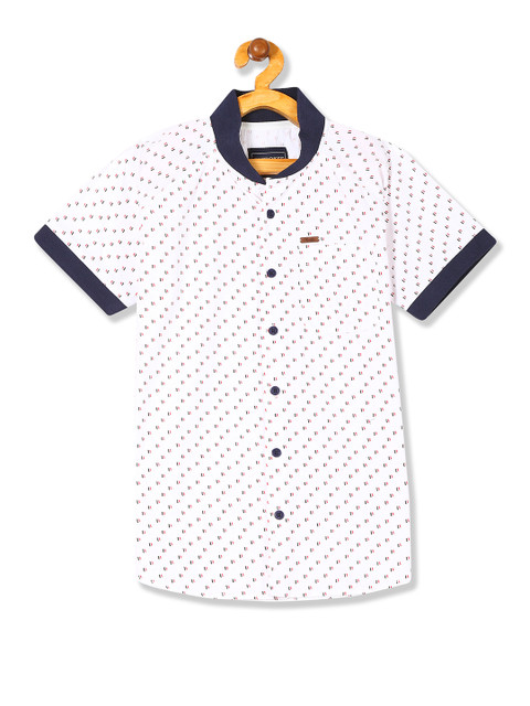 

Cherokee Boys White Regular Fit Printed Casual Shirt