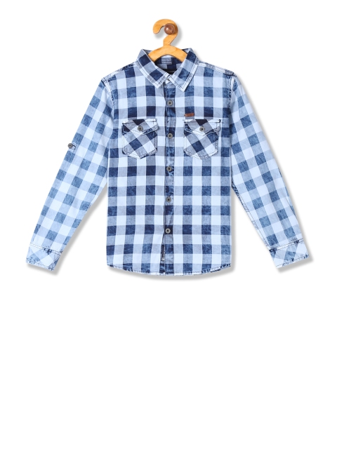 

Cherokee Boys Blue Regular Fit Checked Casual Shirt
