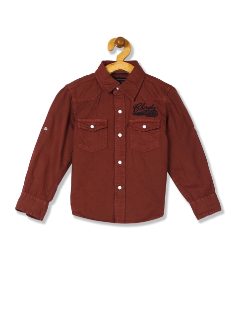

Cherokee Boys Maroon Regular Fit Solid Casual Shirt