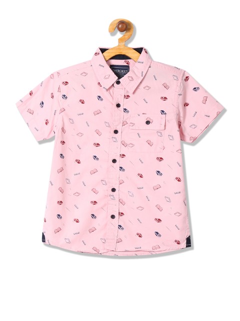 

Cherokee Boys Pink Regular Fit Printed Casual Shirt