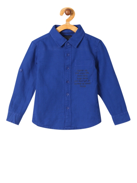 

Cherokee Boys Blue Regular Fit Solid Casual Shirt