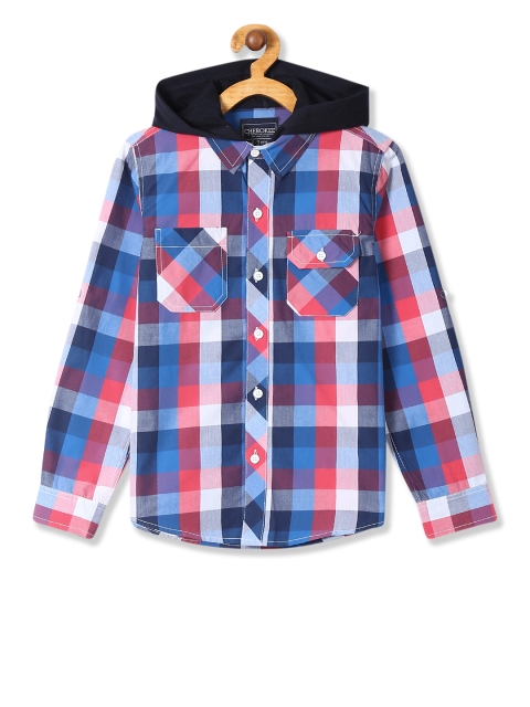 

Cherokee Boys Blue & Red Regular Fit Checked Casual Shirt