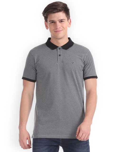 

Ruggers Men Grey Printed Polo Collar T-shirt