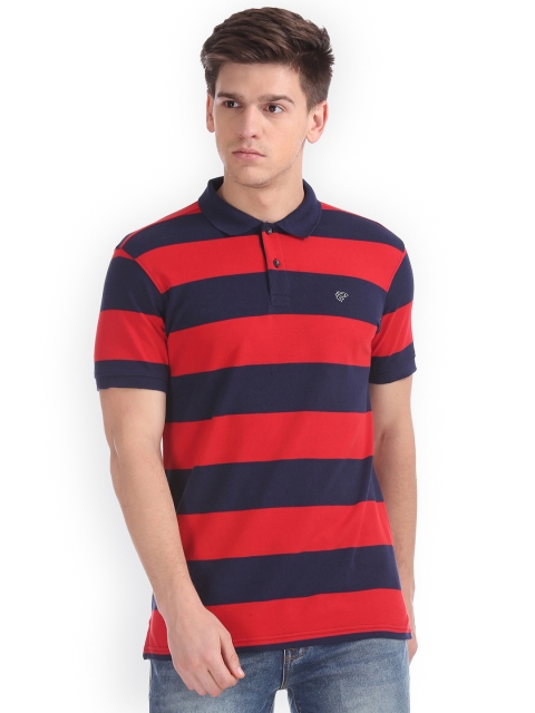 

Ruggers Men Red Striped Polo Collar T-shirt