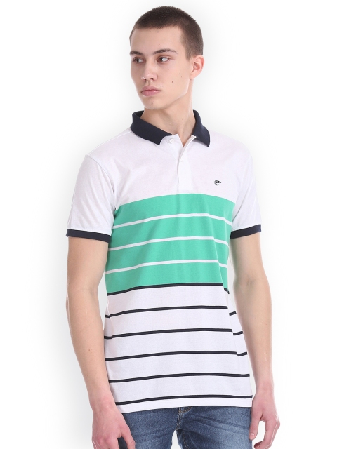 

Ruggers Men Green Striped Polo Collar T-shirt