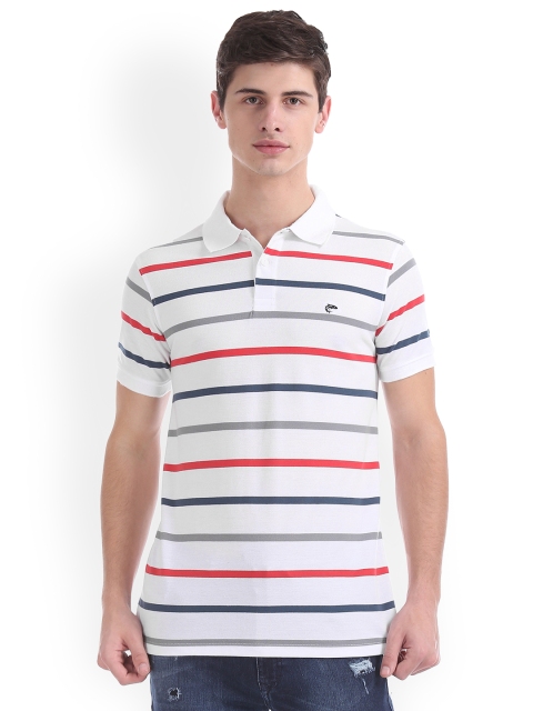 

Ruggers Men White & Red Striped Polo Collar T-shirt