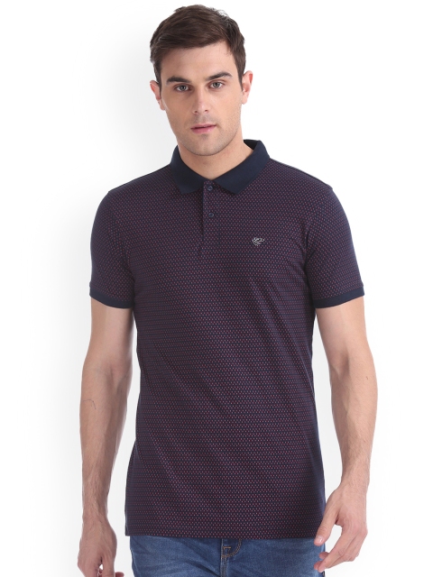 

Ruggers Men Blue Printed Polo Collar T-shirt