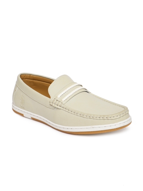 

U.S. Polo Assn. Men Cream-Coloured Solid Loafers