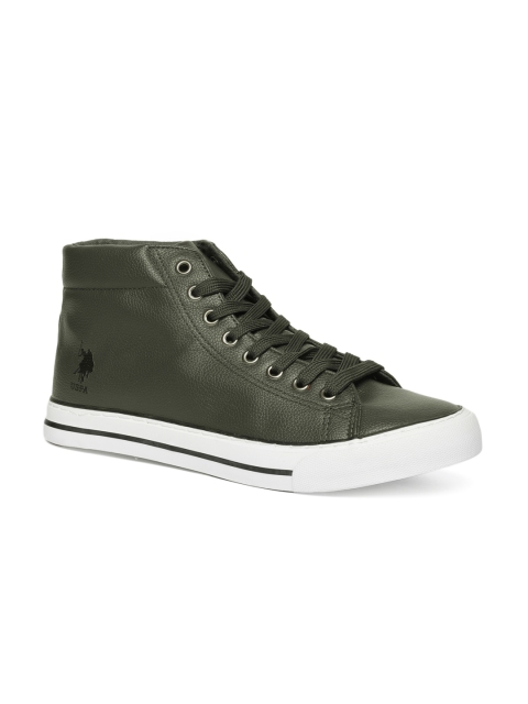 

U.S. Polo Assn. Men Olive Green Jude Solid Mid-Top Sneakers