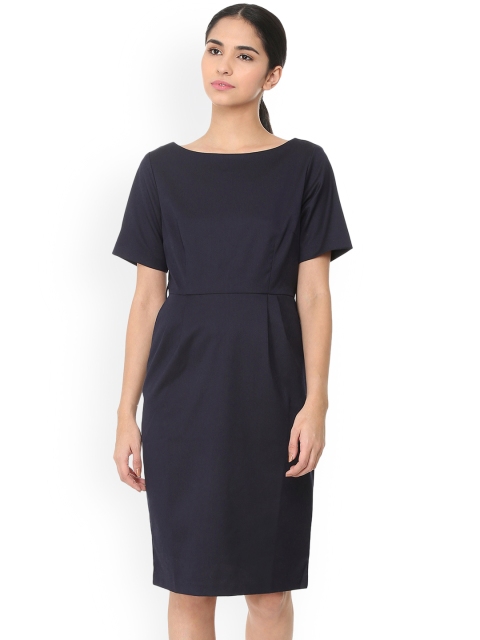 

Van Heusen Woman Women Navy Blue Solid Sheath Dress