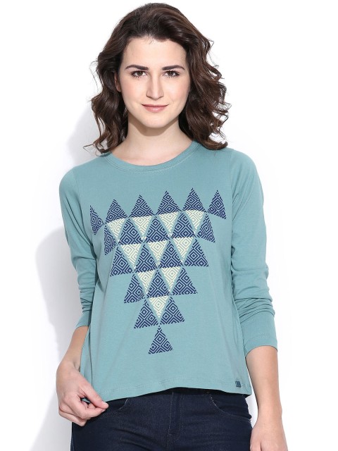 

CULT FICTION Women Blue Printed T-shirt