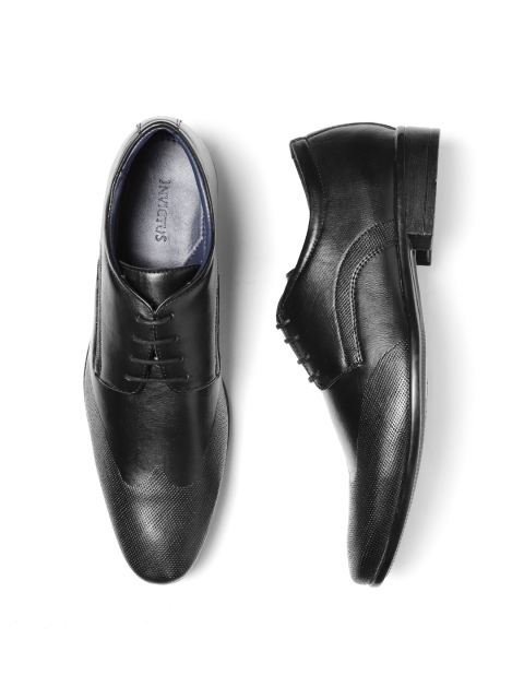 

INVICTUS Men Black Perforated Formal Derbys