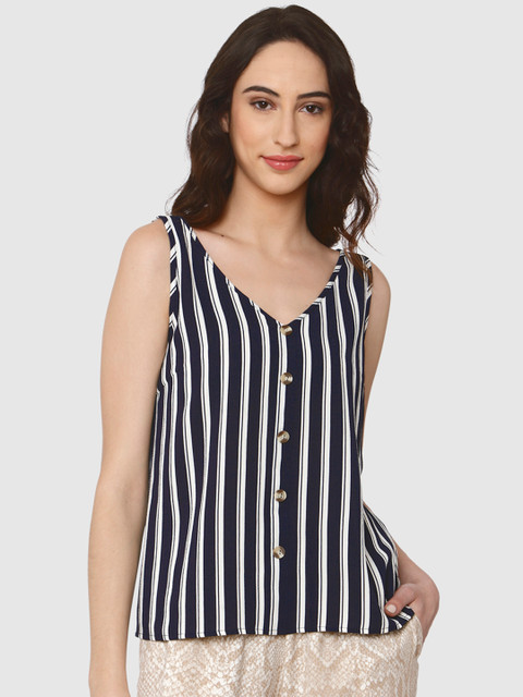 

Vero Moda Women Navy Blue Striped Top