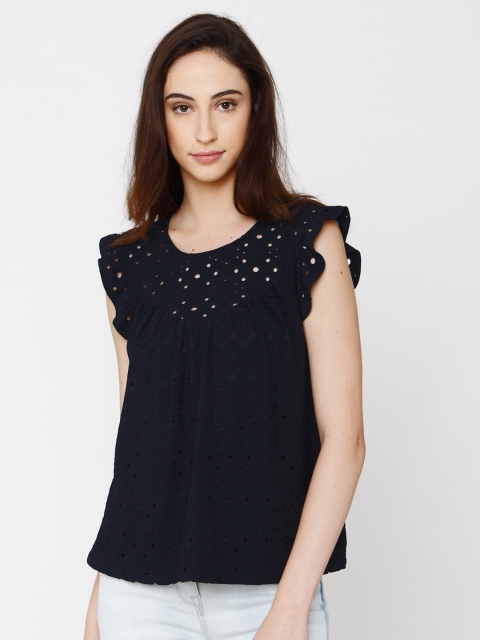 

Vero Moda Women Navy Blue Self-Design Top
