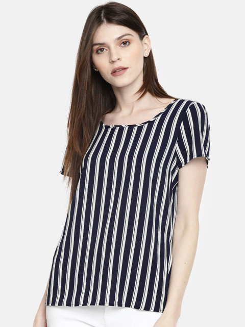 

Vero Moda Women Navy Blue Striped Top