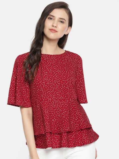 

Vero Moda Women Red Printed Tiered Top