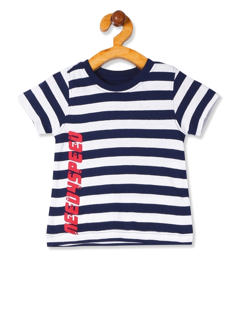 

Donuts Boys Navy Blue Striped Round Neck T-shirt