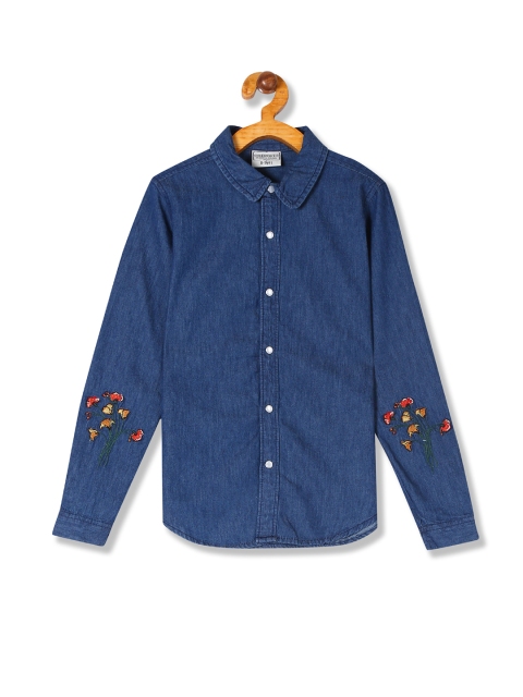 

Cherokee Girls Blue Denim Regular Fit Solid Casual Shirt