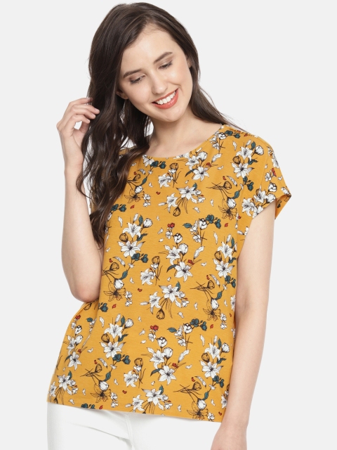 

Vero Moda Women Mustard Yellow Printed Top