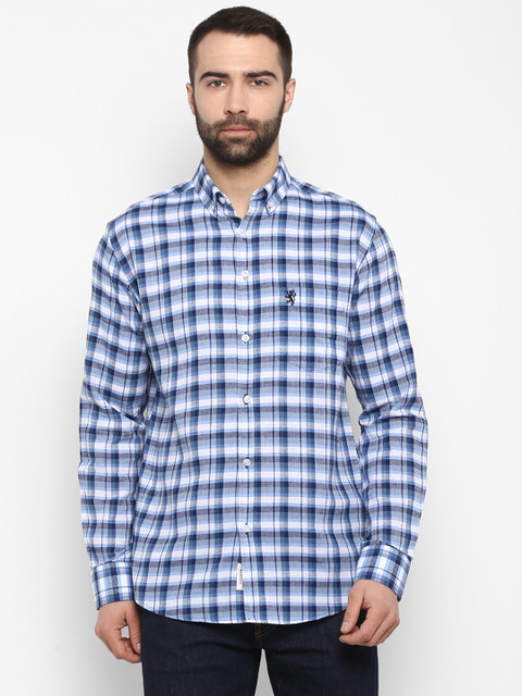 

Red Tape Men Blue & White Regular Fit Checked Casual Shirt