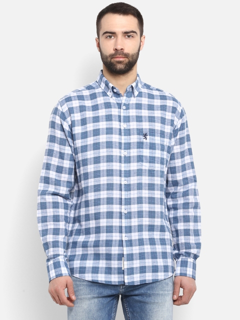 

Red Tape Men Blue & White Regular Fit Checked Casual Shirt
