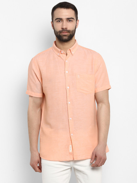 

Red Tape Men Peach-Coloured Regular Fit Solid Casual Shirt