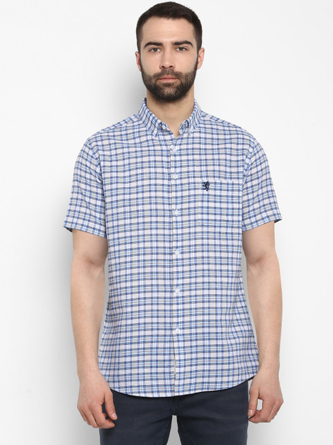

Red Tape Men Blue & White Regular Fit Checked Casual Shirt