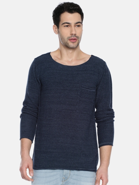 

Akiva Men Navy Blue Solid Sweater