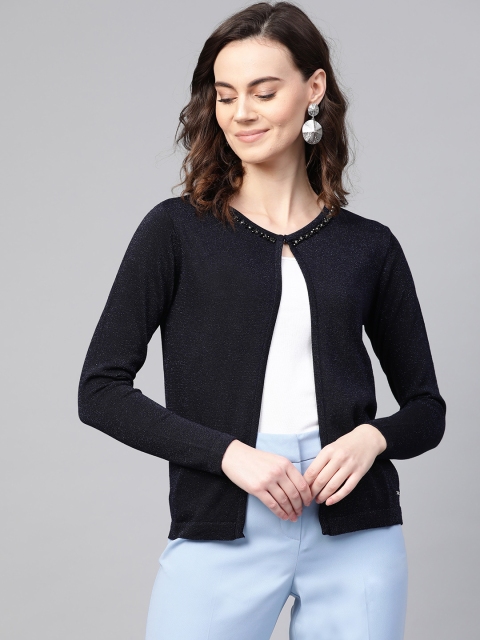 

Van Heusen Woman Women Navy Solid Shimmer Shrug, Navy blue
