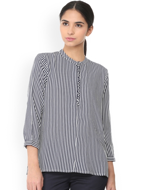 

Van Heusen Woman Women Blue Striped Shirt Style Top