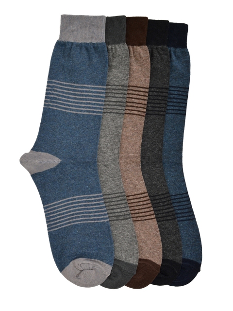 

MARC Men Pack of 5 Striped Calf-Length Socks, Multi